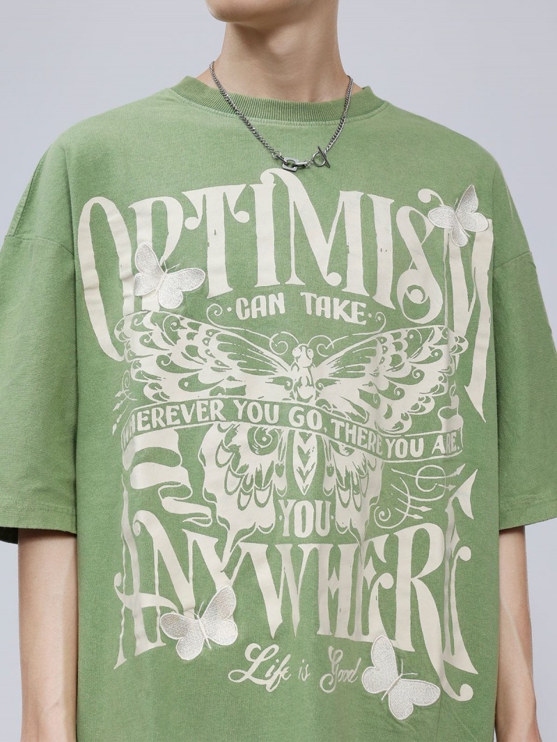 T Shirts Aelfric Eden Vintage Butterfly Print Tee Vert | EAD-89414801